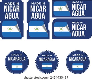 Made in Nicaragua, vector logos with Nicaragua flag painted circles and stripe