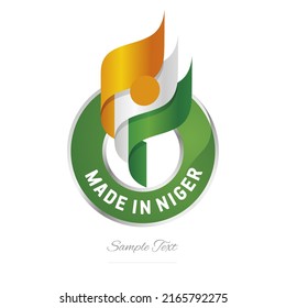 Made in Niger Abstract wavy flag torch flame orange white green modern ribbon strip logo icon vector