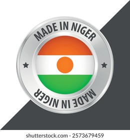 Made in Niger badge logo flag sticker 3d vector illustration isolated on white