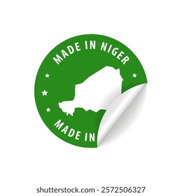 Made in Niger - Country Map Sticker. Best Quality. Original Product. Vector illustration.