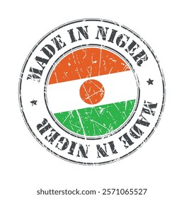 Made in Niger stamp scratched flag badge logo vector illustration