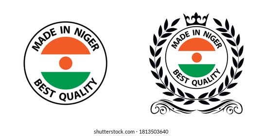 made in Niger  vector stamp. badge with Niger  flag