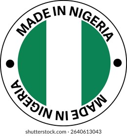 MADE IN NIGERIA circle stamp with flag on white background vector illustration 