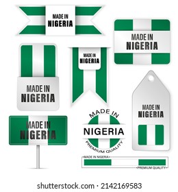 Made in Nigeria graphics and labels set. Some elements of impact for the use you want to make of it.