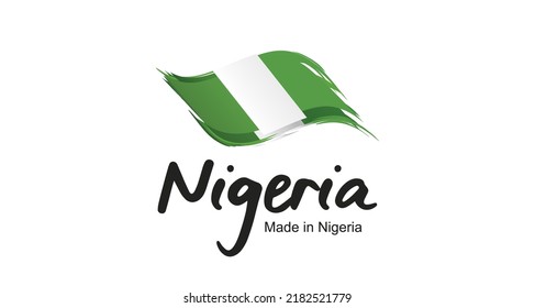 Made in Nigeria new handwritten flag ribbon typography lettering logo label banner