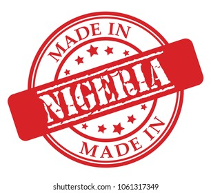 Made in Nigeria red rubber stamp illustration vector on white background