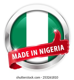 made in nigeria silver badge isolated button on white background - vector eps10