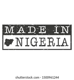 Made In Nigeria. Stamp Rectangle Map. Logo Icon Symbol. Design Certificated.