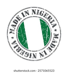 Made in Nigeria stamp scratched flag badge logo vector illustration