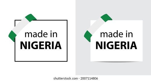 hergestellt in Nigeria, Vektorstempel. Abzeichen mit nigerianischer Flagge
