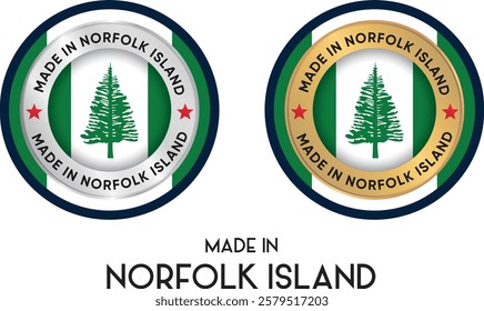 Made in Norfolk Island. Premium labels, stickers, pointer, badge and symbol of Norfolk Island flag icon. Collection vector illustration