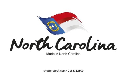 Made in North Carolina USA new handwritten flag ribbon typography lettering logo label banner