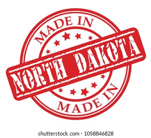 Made in North Dakota red rubber stamp illustration vector on white background