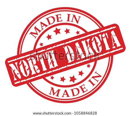 Made in North Dakota red rubber stamp illustration vector on white background