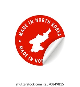 Made in North Korea, - Country Map Sticker. Best Quality. Original Product. Vector illustration.