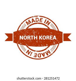 Made in North Korea - Round red grunge rubber stamp design isolated on white background. vector illustration vintage texture. Vector illustration