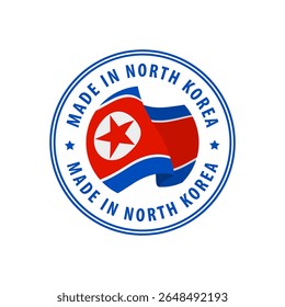 Made in North Korea, stamp, sticker. Vector illustration.