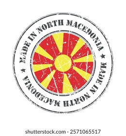 Made in North Macedonia stamp scratched flag badge logo vector illustration