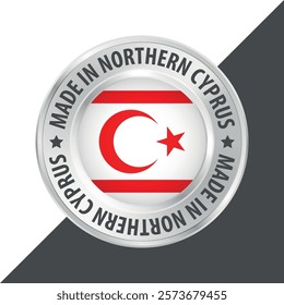 Made in Northern Cyprus badge logo flag sticker 3d vector illustration isolated on white