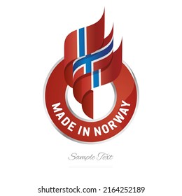 Made in Norway Abstract wavy flag torch flame red white blue modern ribbon strip logo icon vector