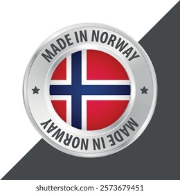 Made in Norway badge logo flag sticker 3d vector illustration isolated on white