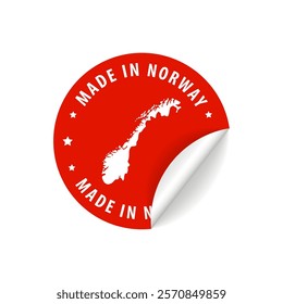 Made in Norway - Country Map Sticker. Best Quality. Original Product. Vector illustration.