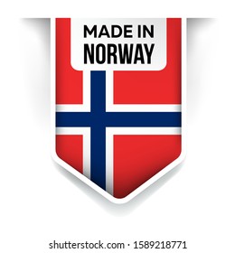 Made In Norway Flag Ribbon On White Background
