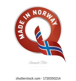 Made in Norway flag ribbon Quality Q sign logo red color label button banner