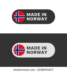 Made in Norway flag sticker icon isolated on white and black background