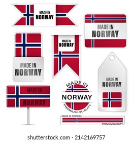 Made in Norway graphics and labels set. Some elements of impact for the use you want to make of it.