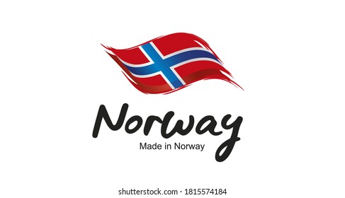 Made in Norway handwritten flag ribbon typography lettering logo label banner