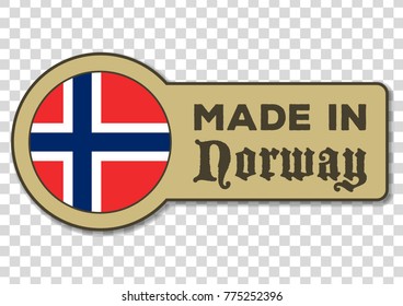 Made in Norway - icon with flag of the Norway isolated on transparent background