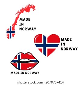 Made in  Norway icon set isolated on white background ,for infographics and banner templates : Vector Illustration
