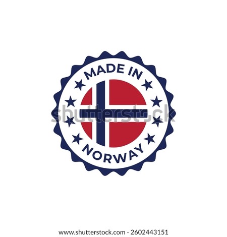 made in norway label badge design illustration with national flag