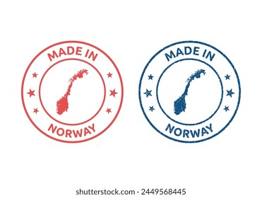 made in Norway label set, made in Kingdom of Norway product stamp
