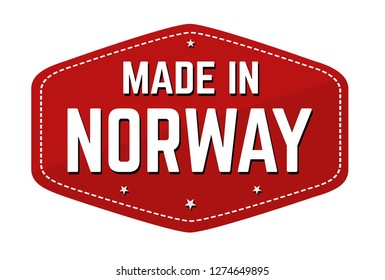 Made in Norway label or sticker on white background, vector illustration