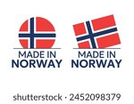 made in Norway labels set, made in Kingdom of Norway product icons