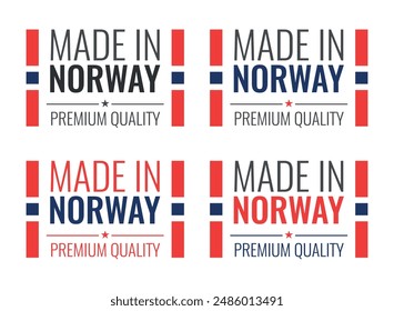 made in Norway labels set, made in Kingdom of Norway product icons