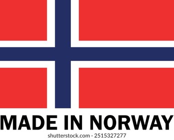 Hecho en Noruega, hacer en Noruega, signo de la fabricación, icono del producto, hacer en Noruega icono, hecho en Noruega con bandera