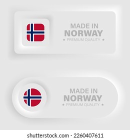 Made in Norway neumorphic graphic and label. Element of impact for the use you want to make of it.
