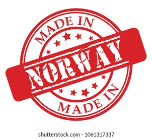 Made in Norway red rubber stamp illustration vector on white background