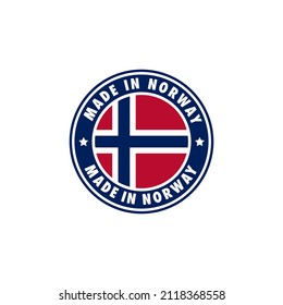 Icono de etiqueta redonda de norway. sello, signo, pegatina, insignia, símbolo, emblema, logo impreso con bandera noruega. Ilustración del vector EPS 10.