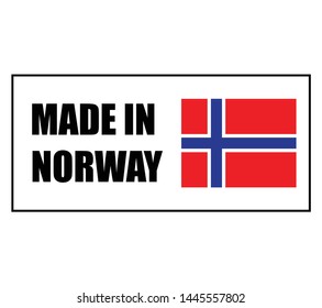 made in NORWAY and sign vector. NORWAY flag