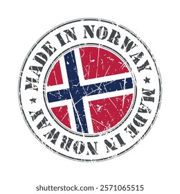 Made in Norway stamp scratched flag badge logo vector illustration