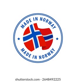 Feito na Noruega selo, adesivo. Ilustração vetorial.