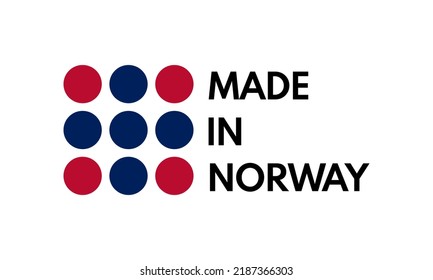 made in norway, vector logo with norwegian flag painted circles