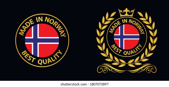 made in Norway  vector stamp. bagge with Norway  flag