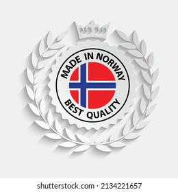 made in Norway  vector stamp. bagge with Norway  flag