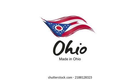 Made in Ohio USA new handwritten flag ribbon typography lettering logo label banner