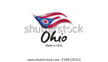 Made in Ohio USA new handwritten flag ribbon typography lettering logo label banner